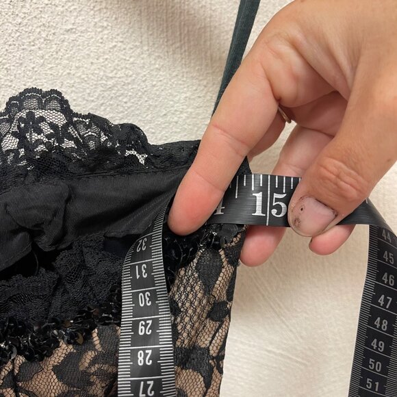 Vtg 80's Gunne Sax Jessica McClintock Black Taffeta Lace Strapless Dress sz 7 - Picture 6 of 8